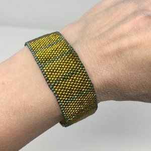 Green Miyuki Delica Japanese Seed Bead Slip On Cuff Bracelet